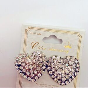 Earrings Crystal Hearts clip on. VERY BRILLIANT!